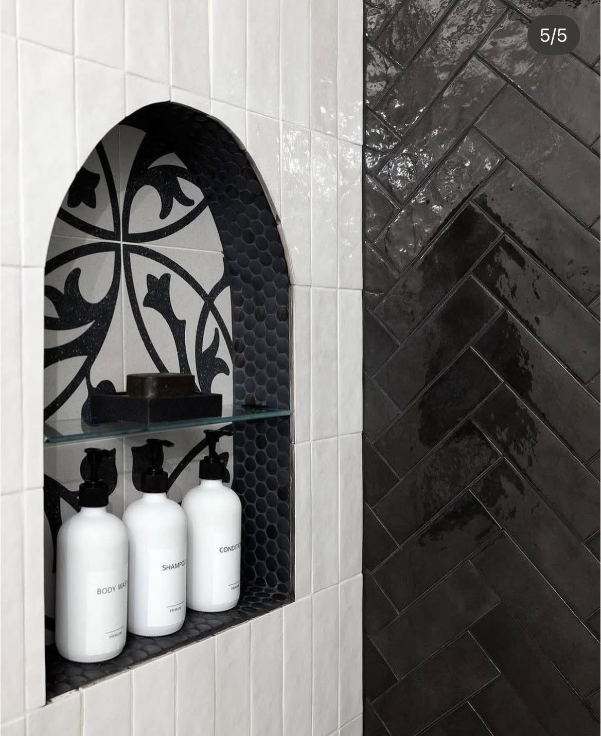 White Herringbone Shower